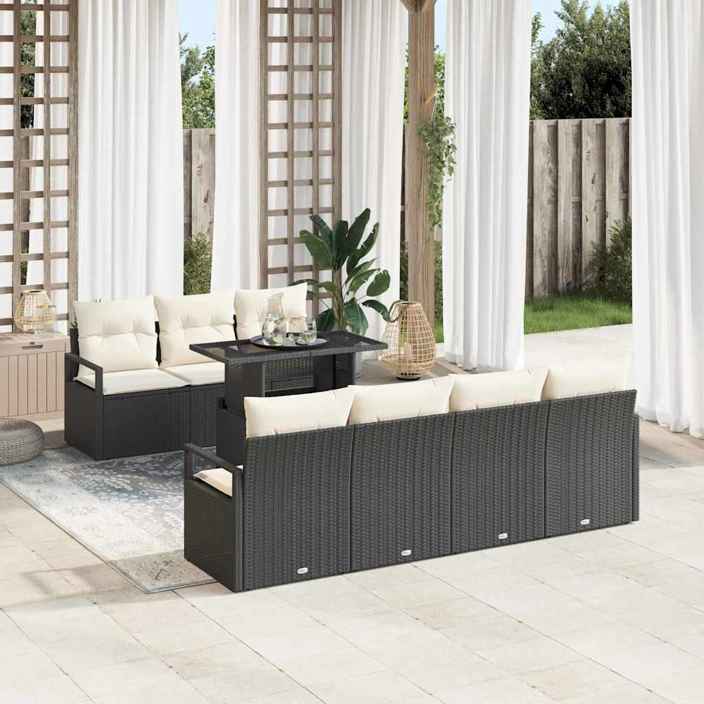 8-Teiliges Garten Sofa Set Mit Kissen Poly Rattan