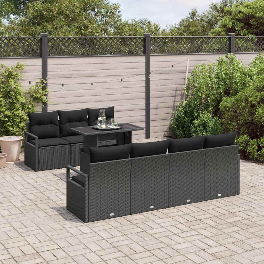 8-Teiliges Garten Sofa Set Mit Kissen Poly Rattan