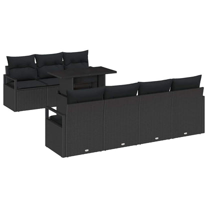 8-Teiliges Garten Sofa Set Mit Kissen Poly Rattan
