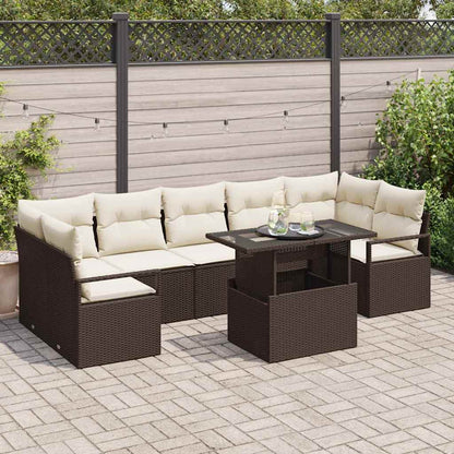 8-Teiliges Garten Sofa Set Mit Kissen Poly Rattan