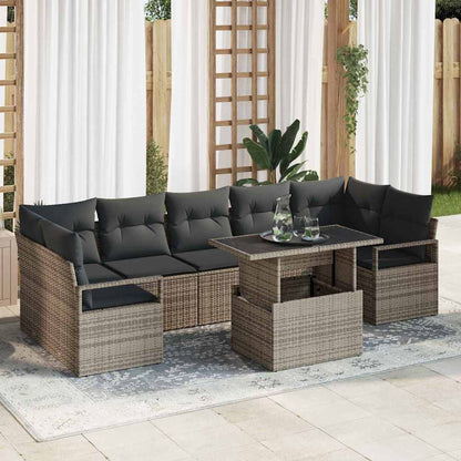 8-Teiliges Garten Sofa Set Mit Kissen Poly Rattan