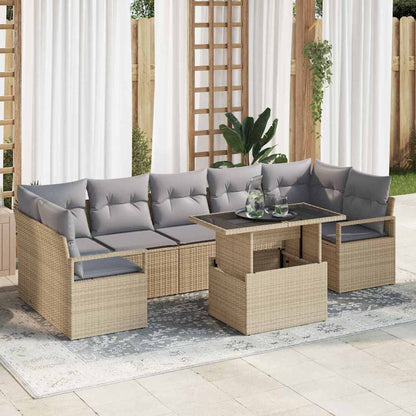 8-Teiliges Garten Sofa Set Mit Kissen Poly Rattan