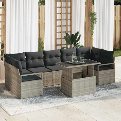 8-Teiliges Garten Sofa Set Mit Kissen Poly Rattan