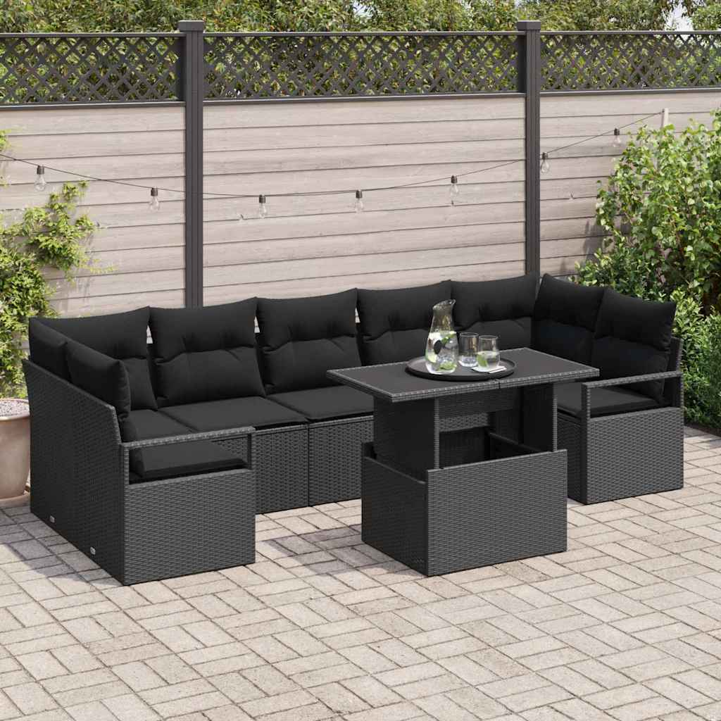 8-Teiliges Garten Sofa Set Mit Kissen Poly Rattan