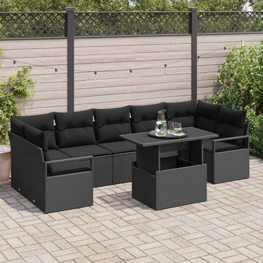 8-Teiliges Garten Sofa Set Mit Kissen Poly Rattan