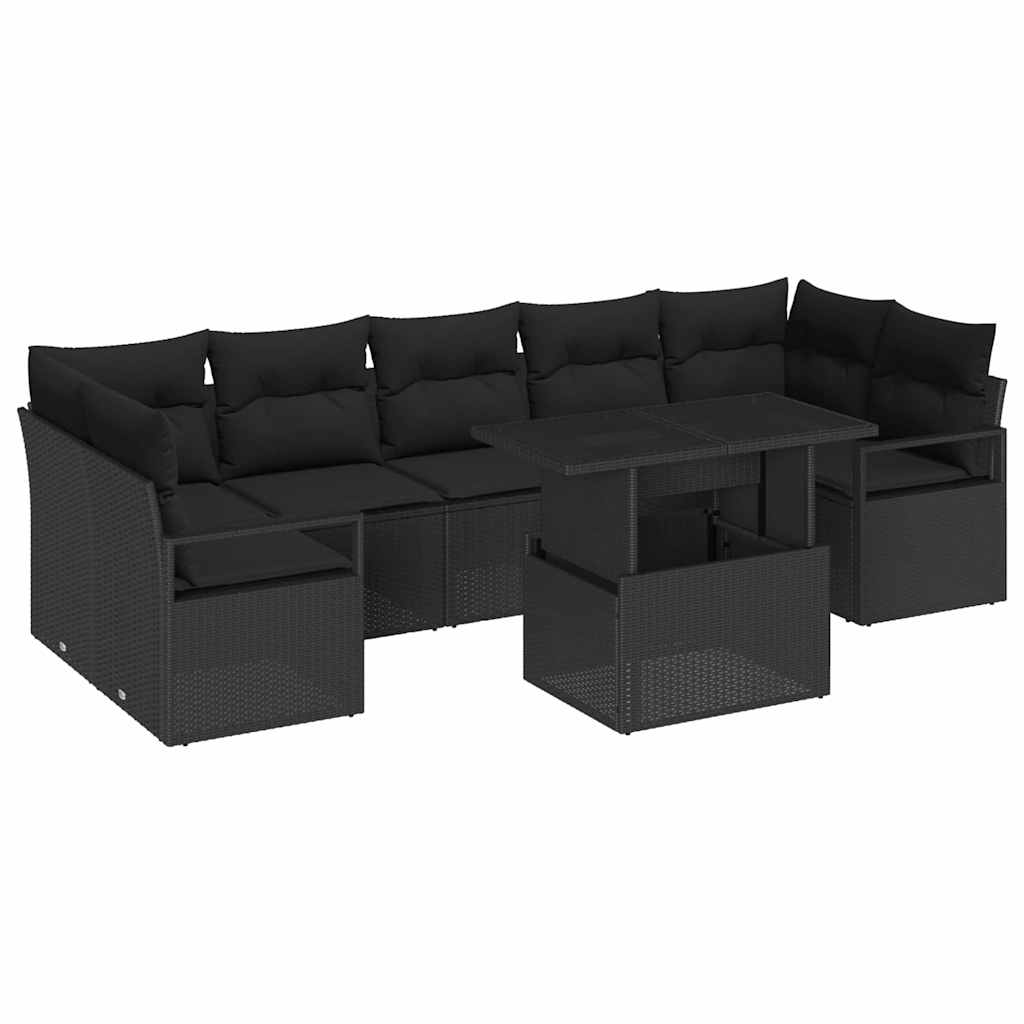 8-Teiliges Garten Sofa Set Mit Kissen Poly Rattan