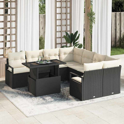 9-Teiliges Garten-Sofaset Mit Kissen Poly-Rattan