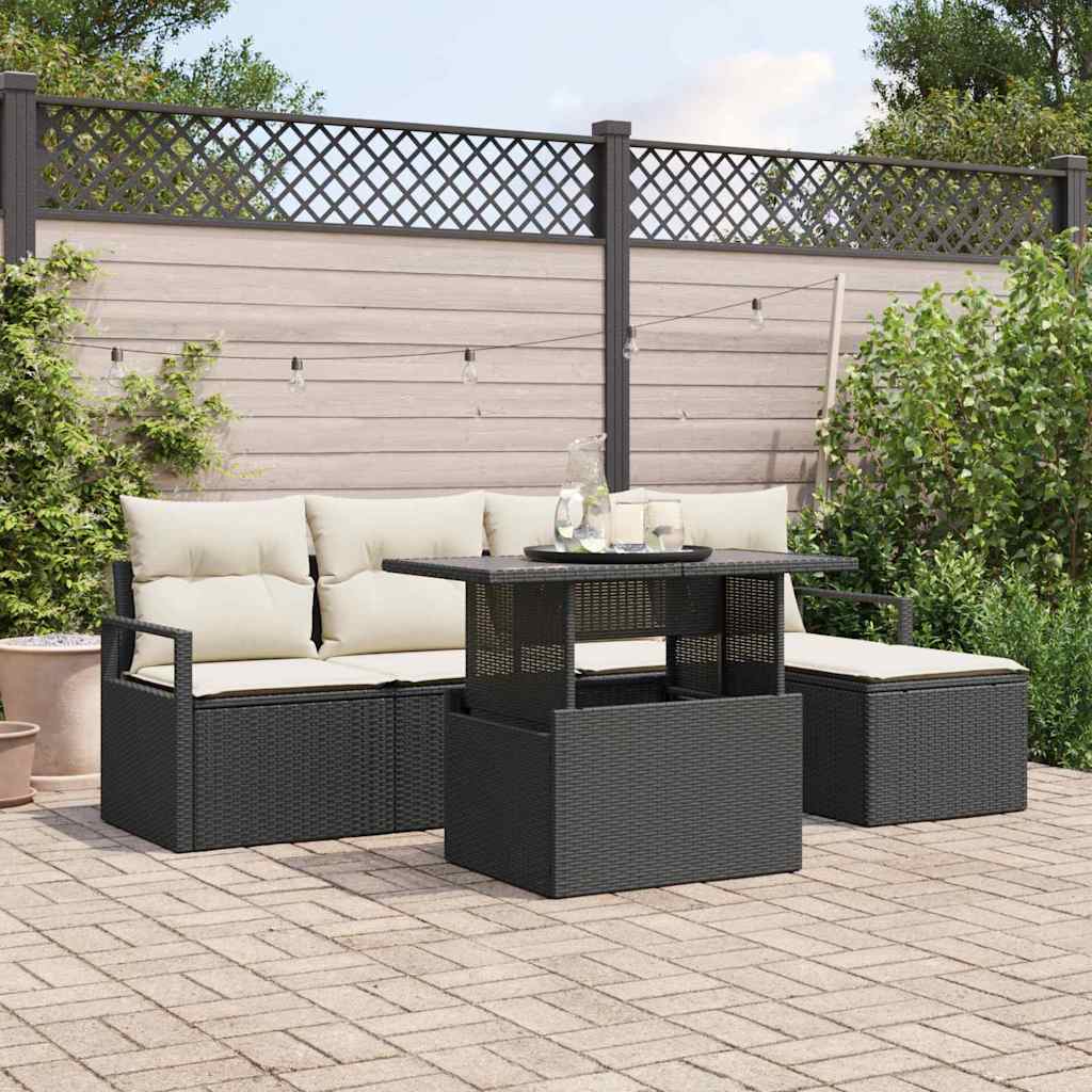 6-Teiliges Garten Sofa Set Mit Kissen Poly Rattan