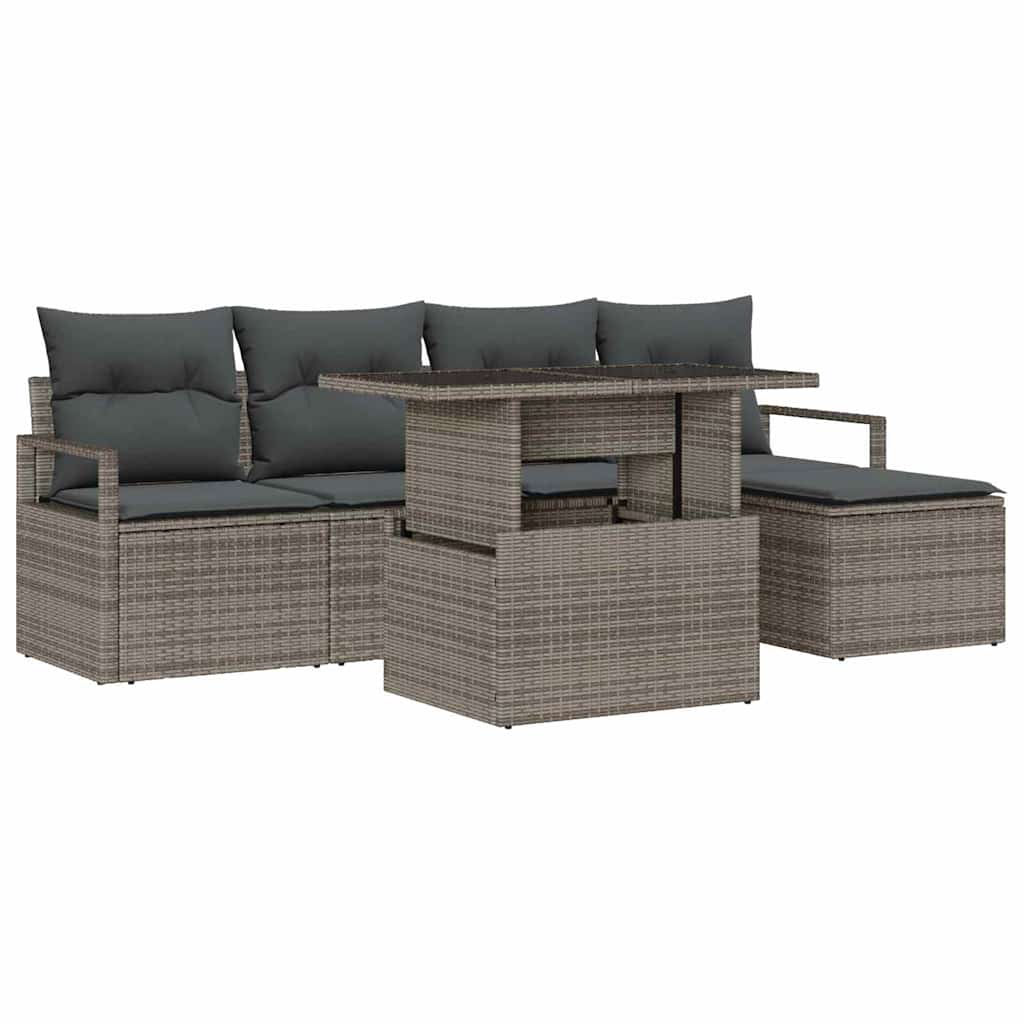 6-Teiliges Garten Sofa Set Mit Kissen Poly Rattan