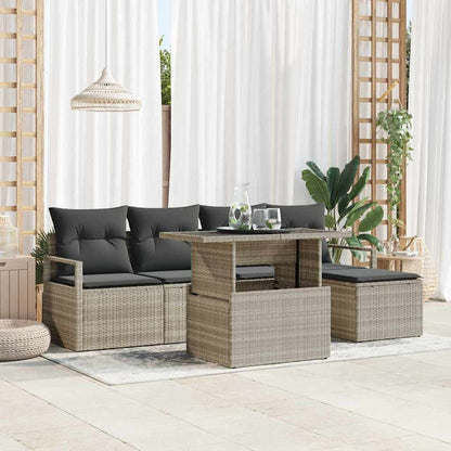 6-Teiliges Garten Sofa Set Mit Kissen Poly Rattan