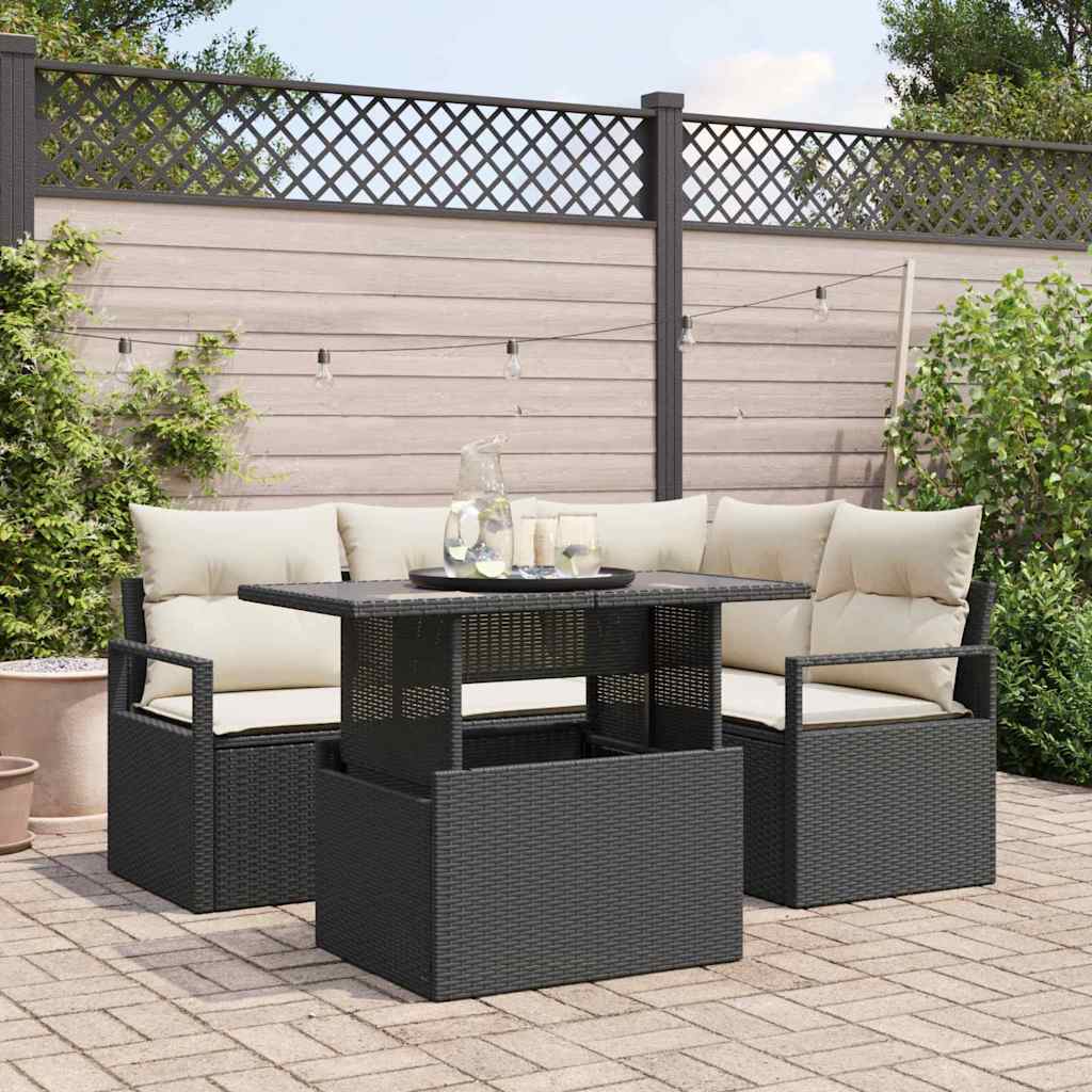 5-Teiliges Garten Sofaset Mit Kissen Poly Rattan