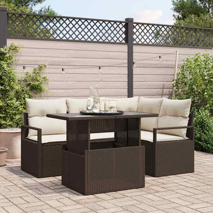 5-Teiliges Garten Sofaset Mit Kissen Poly Rattan