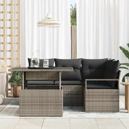 5-Teiliges Garten Sofaset Mit Kissen Poly Rattan