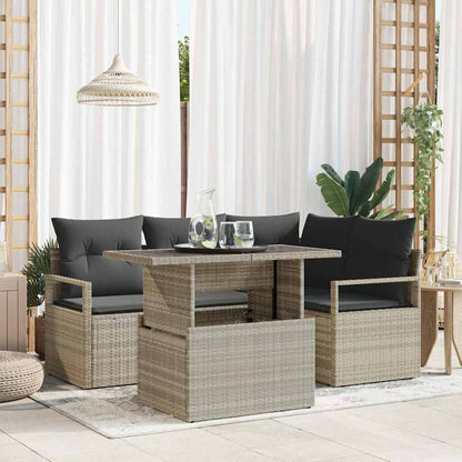 5-Teiliges Garten Sofaset Mit Kissen Poly Rattan