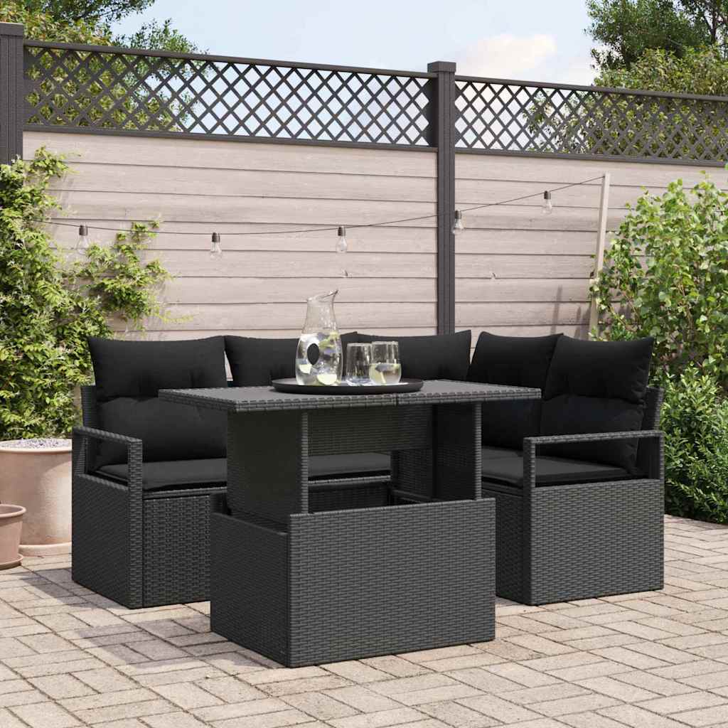 5-Teiliges Garten Sofaset Mit Kissen Poly Rattan