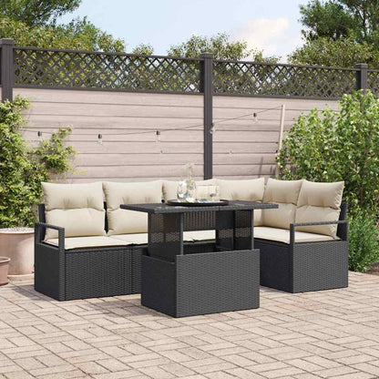 6-Teilige Garten Sofa Set Mit Kissen Poly Rattan