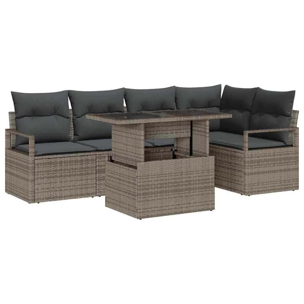 6-Teilige Garten Sofa Set Mit Kissen Poly Rattan