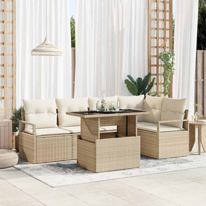6-Teilige Garten Sofa Set Mit Kissen Poly Rattan