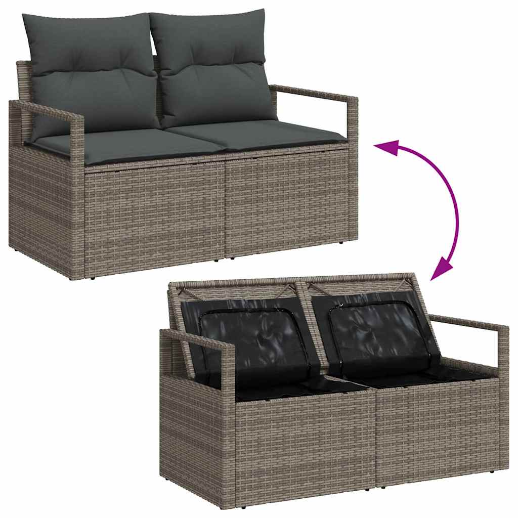 7-Teiliges Garten-Sofa-Set Mit Kissen Poly-Rattan