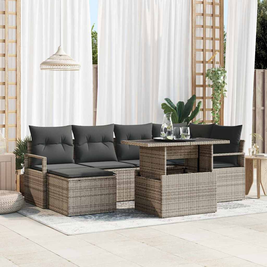 7-Teiliges Garten Sofa Set Mit Kissen Poly Rattan