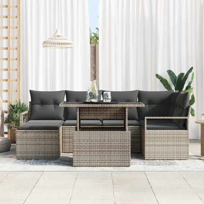 7-Teiliges Garten Sofa Set Mit Kissen Poly Rattan