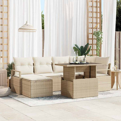 7-Teiliges Garten Sofa Set Mit Kissen Poly Rattan