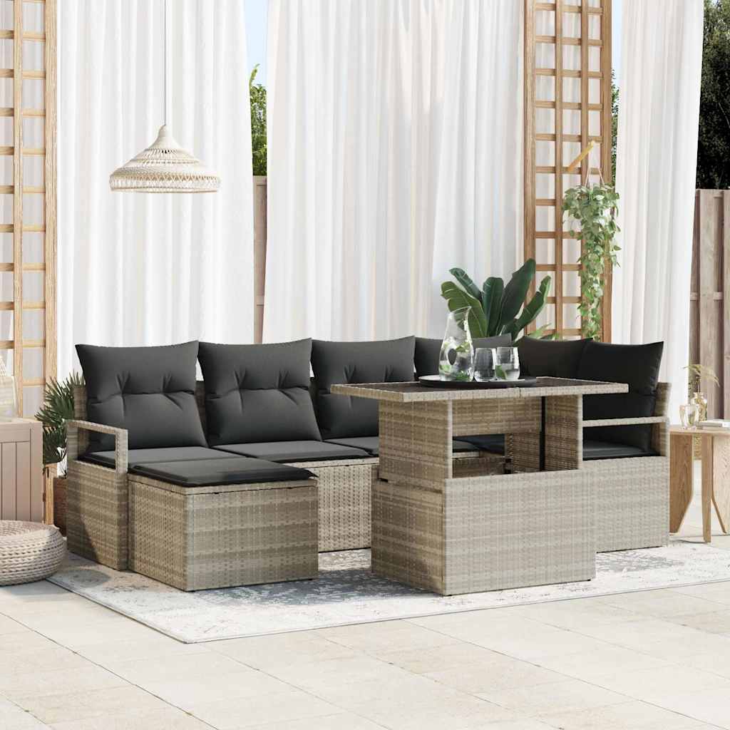 7-Teiliges Garten Sofa Set Mit Kissen Poly Rattan