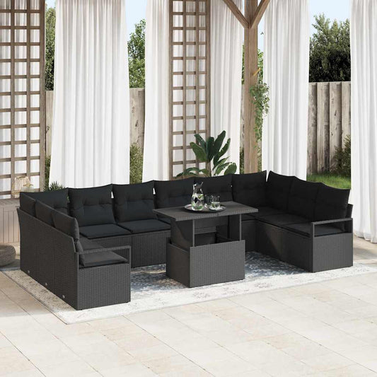 11-Teiliges Garten-Sofa-Set Mit Kissen Es Poly-Rattan