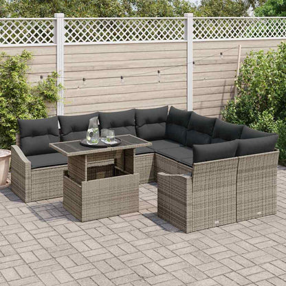9-Teilige Garten-Sofa Set Mit Kissen Poly Rattan