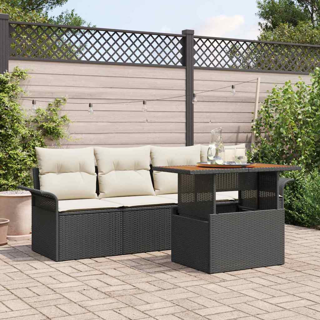 5-Teiliges Garten-Sofaset Mit Kissen In Aus Poly-Rattan