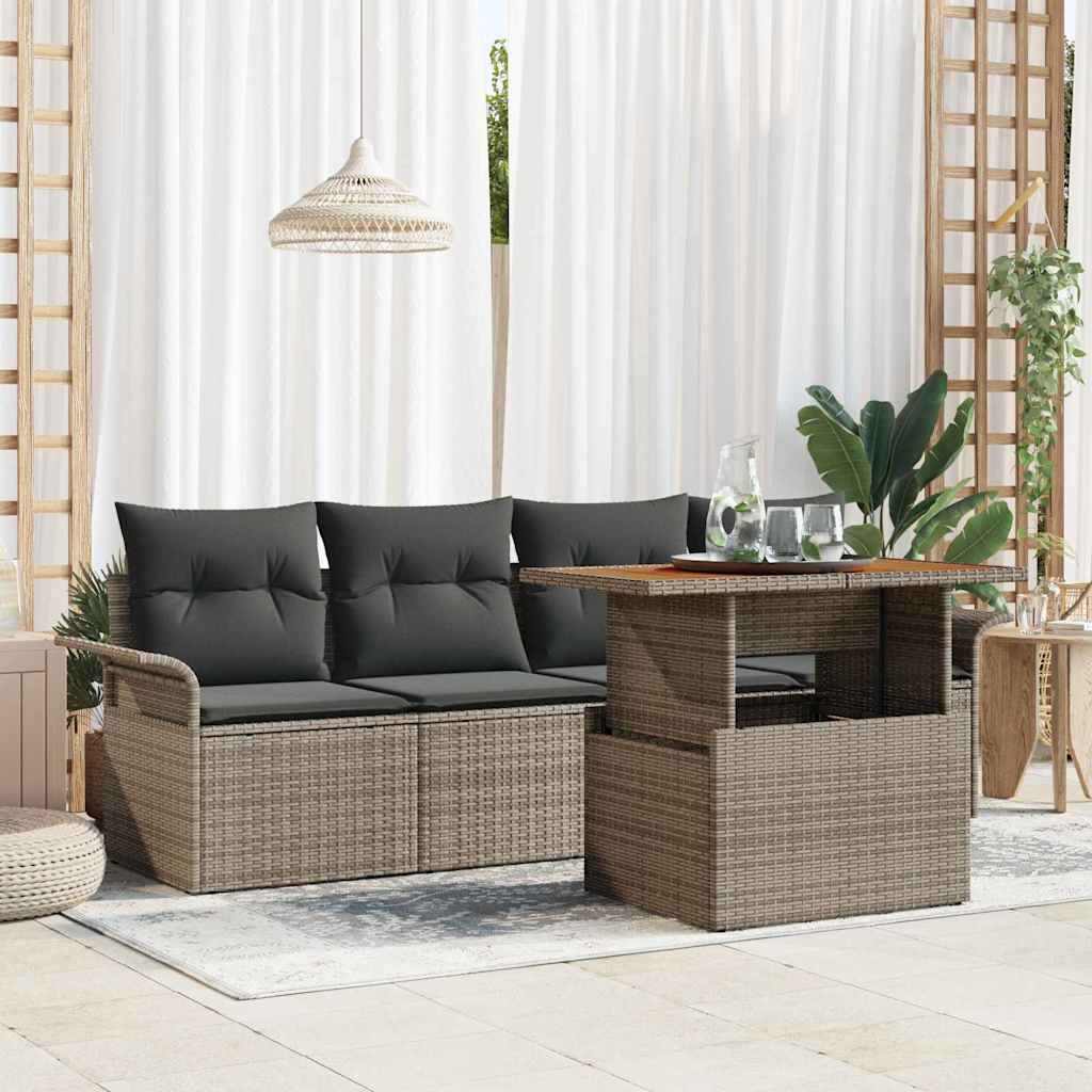 5-Teiliges Garten-Sofaset Mit Kissen In Aus Poly-Rattan