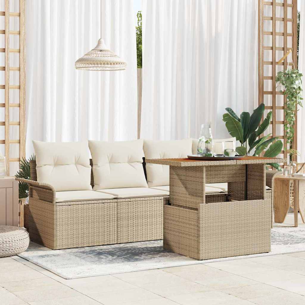 5-Teiliges Garten-Sofaset Mit Kissen In Aus Poly-Rattan