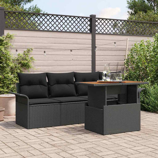5-Teiliges Garten-Sofaset Mit Kissen In Aus Poly-Rattan