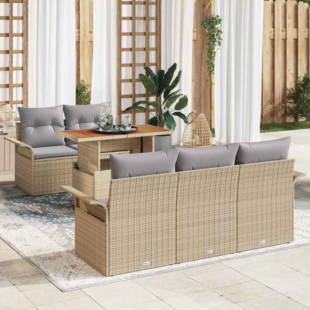 6-Teiliges Garten-Sofa-Set Mit Kissen In Aus Poly-Rattan