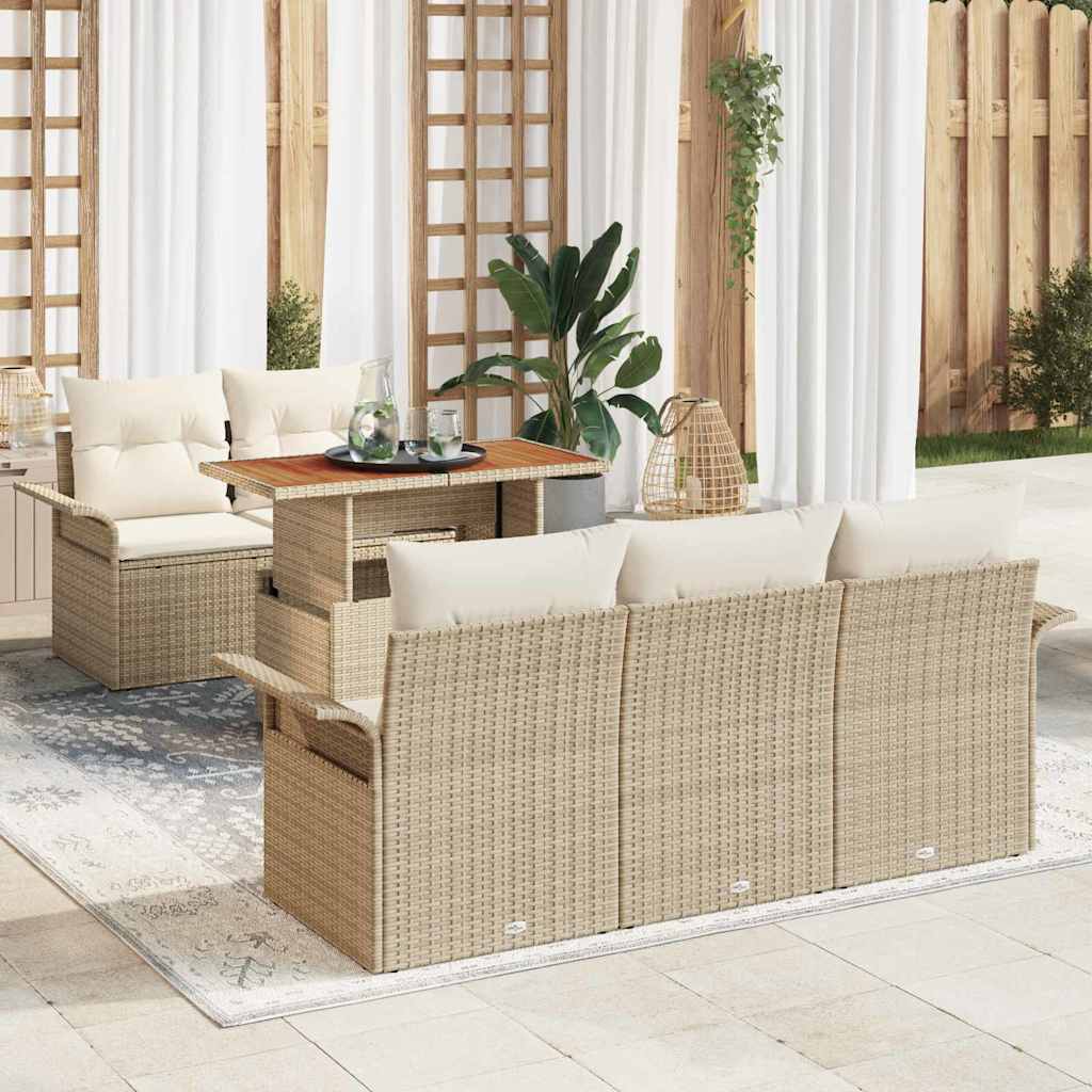6-Teiliges Garten-Sofa-Set Mit Kissen In Aus Poly-Rattan