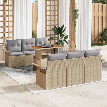 7-Teiliges Garten-Sofa-Set Mit Kissen In Aus Poly-Rattan
