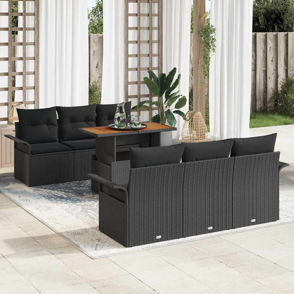 7-Teiliges Garten-Sofa-Set Mit Kissen In Aus Poly-Rattan