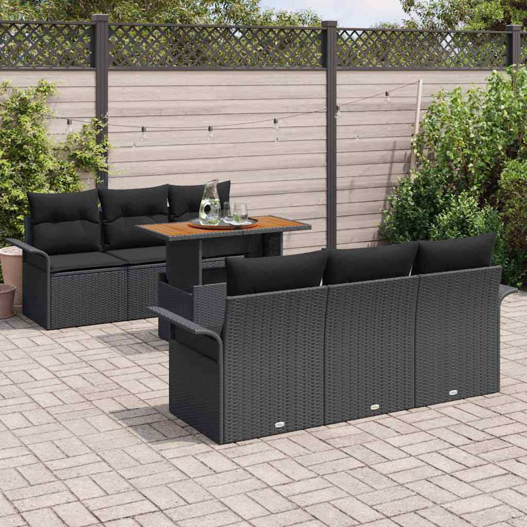 7-Teiliges Garten-Sofa-Set Mit Kissen In Aus Poly-Rattan