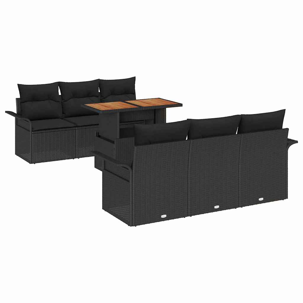 7-Teiliges Garten-Sofa-Set Mit Kissen In Aus Poly-Rattan