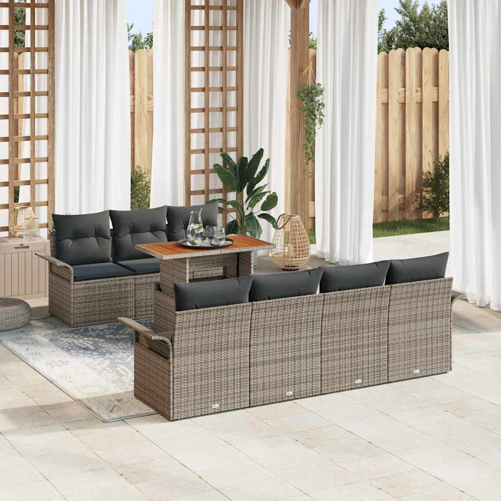 8-Teiliges Garten-Sofa-Set Mit Kissen In Aus Poly Rattan