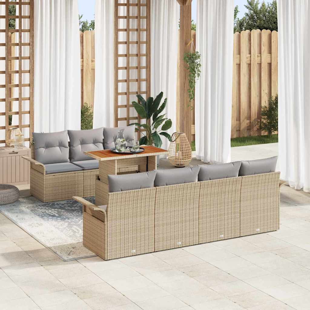 8-Teiliges Garten-Sofa-Set Mit Kissen In Aus Poly Rattan