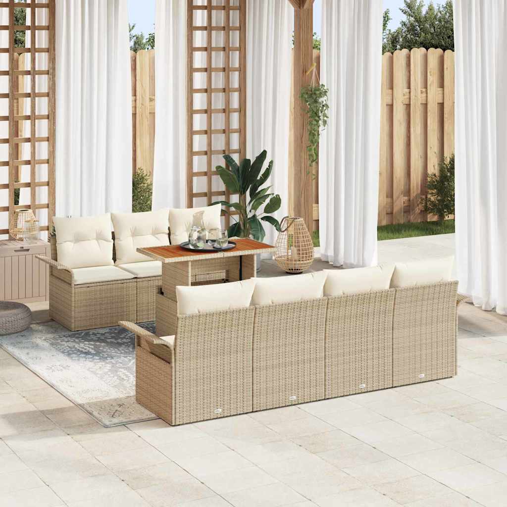 8-Teiliges Garten-Sofa-Set Mit Kissen In Aus Poly Rattan