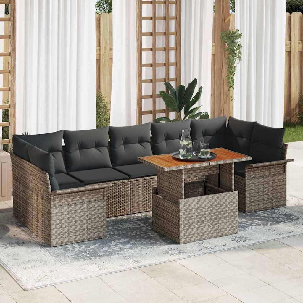8-Teiliges Garten-Sofa-Set Mit Kissen In Aus Poly Rattan