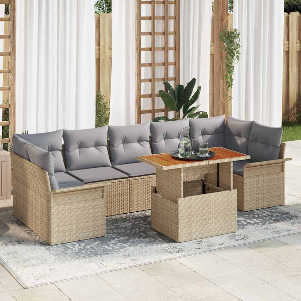 8-Teiliges Garten-Sofa-Set Mit Kissen In Aus Poly Rattan