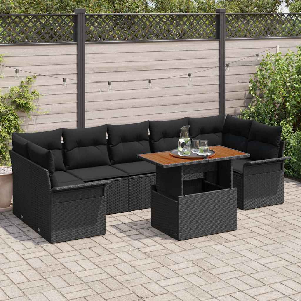 8-Teiliges Garten-Sofa-Set Mit Kissen In Aus Poly Rattan