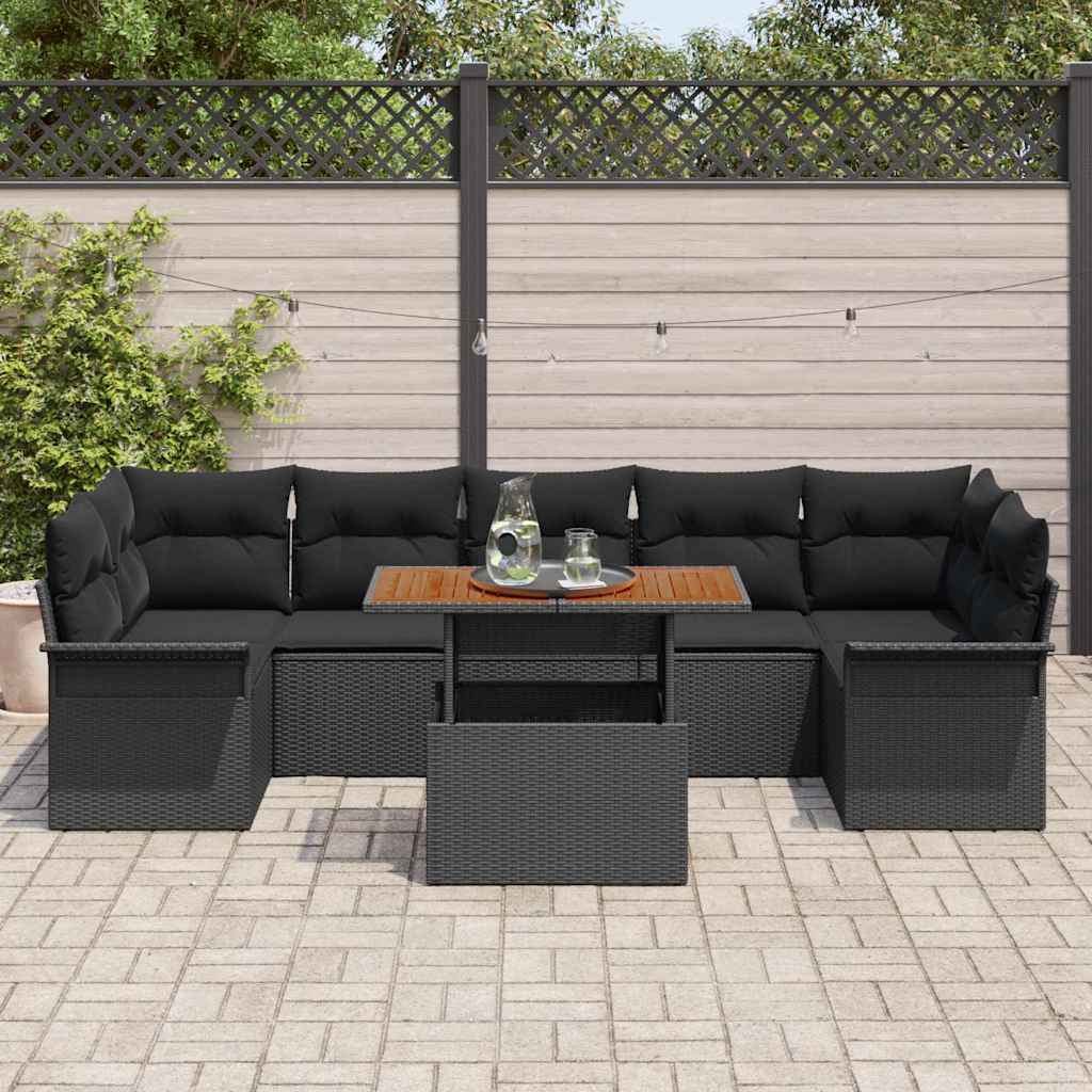 8-Teiliges Garten-Sofa-Set Mit Kissen In Aus Poly Rattan