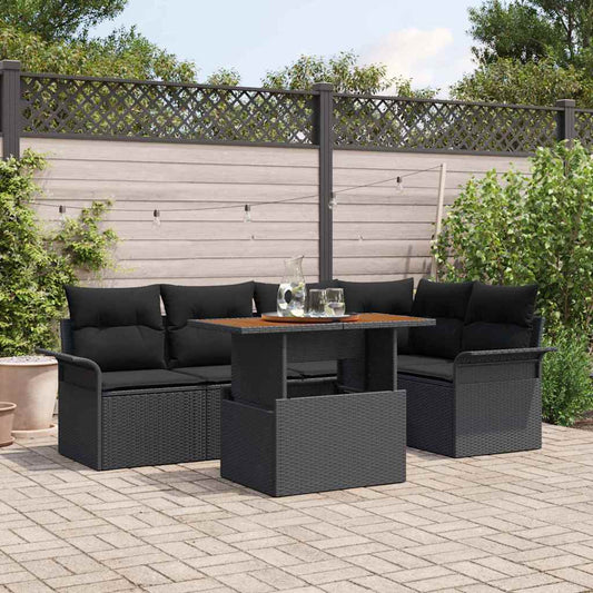 6-Teiliges Garten-Sofa Set Mit Kissen In Aus Poly Rattan