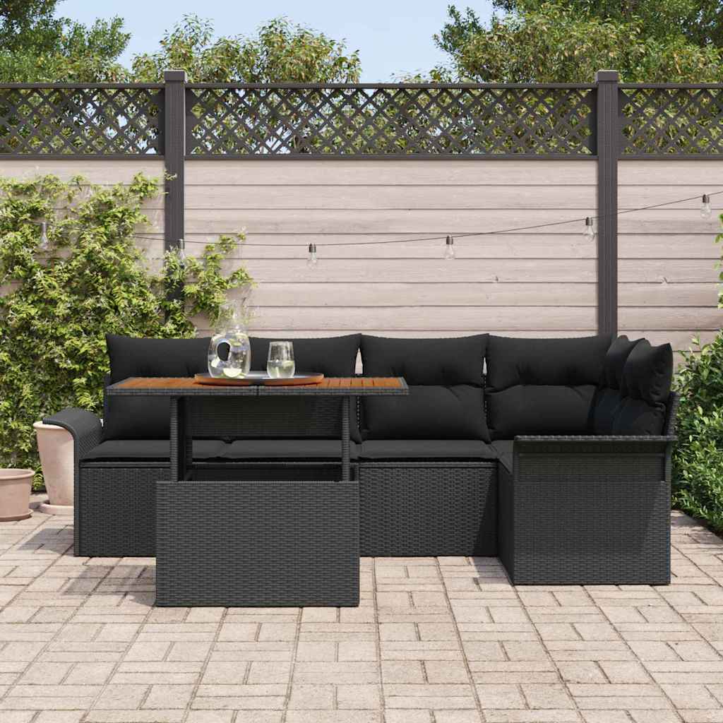 6-Teiliges Garten-Sofa Set Mit Kissen In Aus Poly Rattan