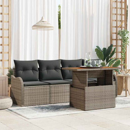 5-Teiliges Garten-Sofaset Mit Kissen In Aus Poly-Rattan