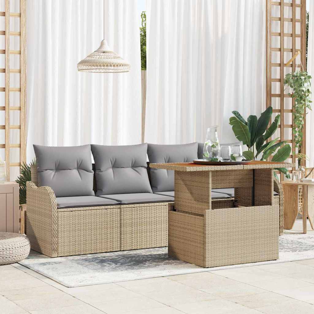 5-Teiliges Garten-Sofaset Mit Kissen In Aus Poly-Rattan
